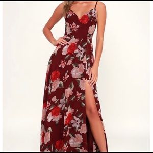 Floral burgundy maxi dress